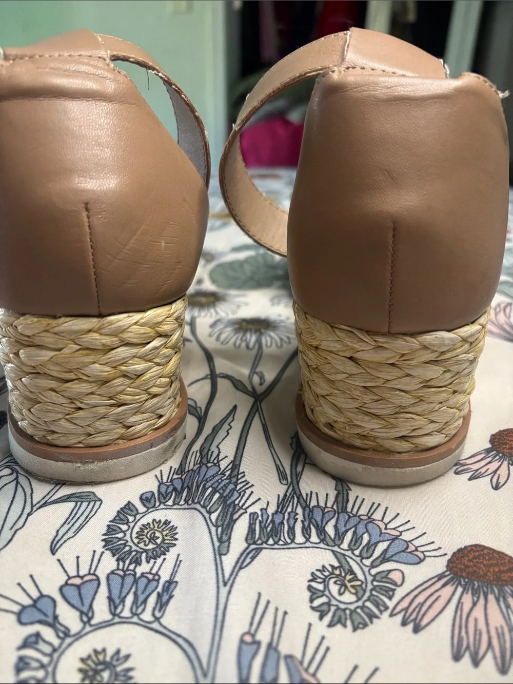 Dolce vita Braided Platform Espadrille Sandals Nude Ankle Strap Women’s size 9 W